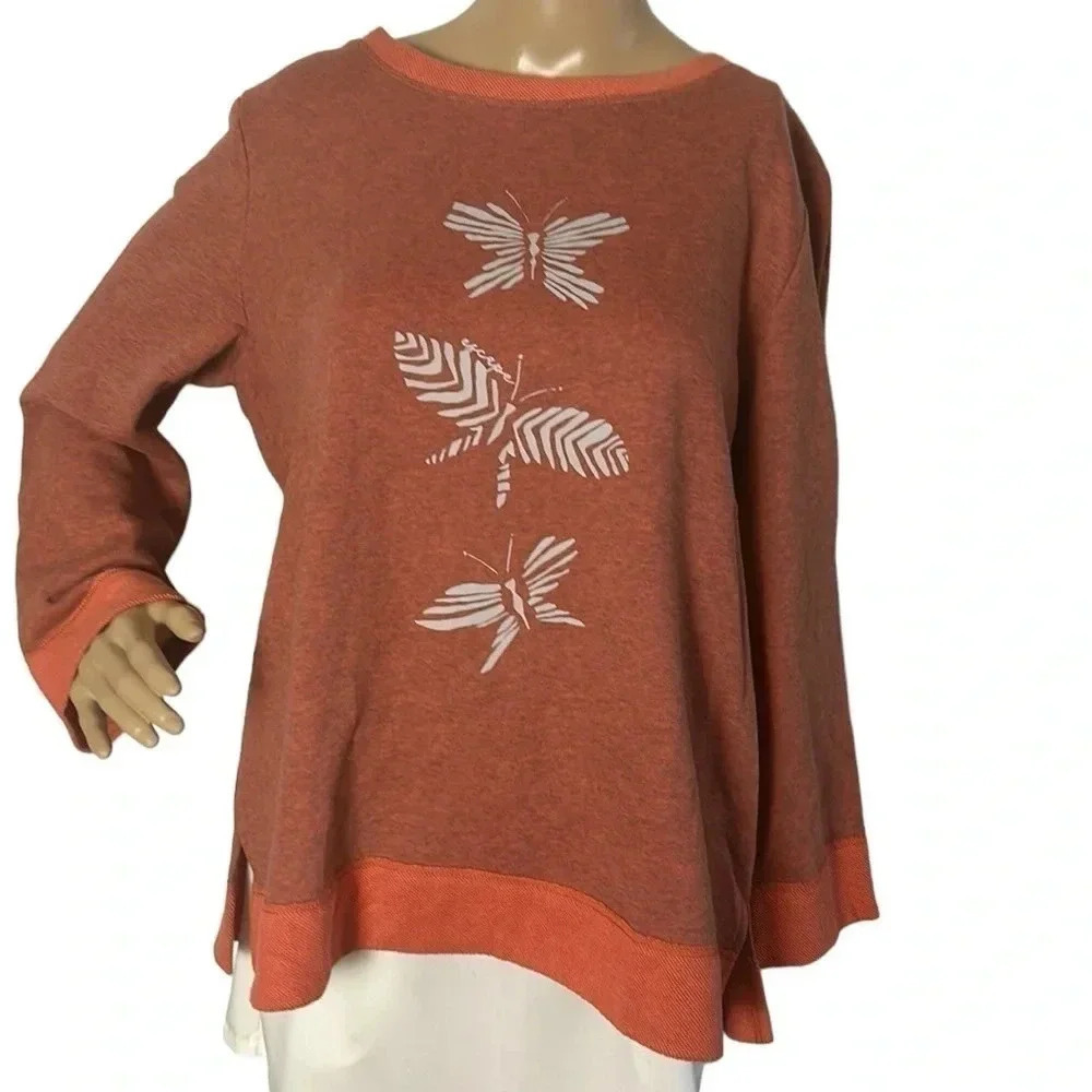 Habitat butterfly print,oversized,PTP 22” coral ,cotton blend, NWT ,cabincore